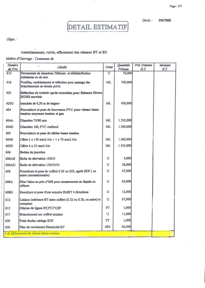 Exemple de devis estimatif